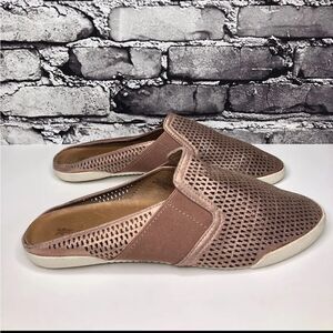 FRYE Melanie Pink Rose Gold Metallic Slides Mules Shoes Women sz 10M US/41EU